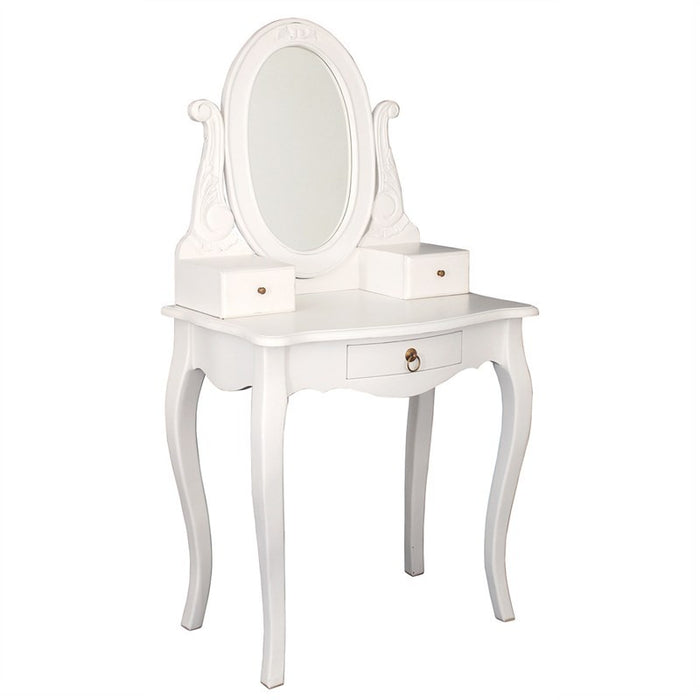 Paris House French Vanity Table with Mirror Queen Annie Solid Timber Dressing Table - White CFS168ST-003-MR-CV-WH_1
