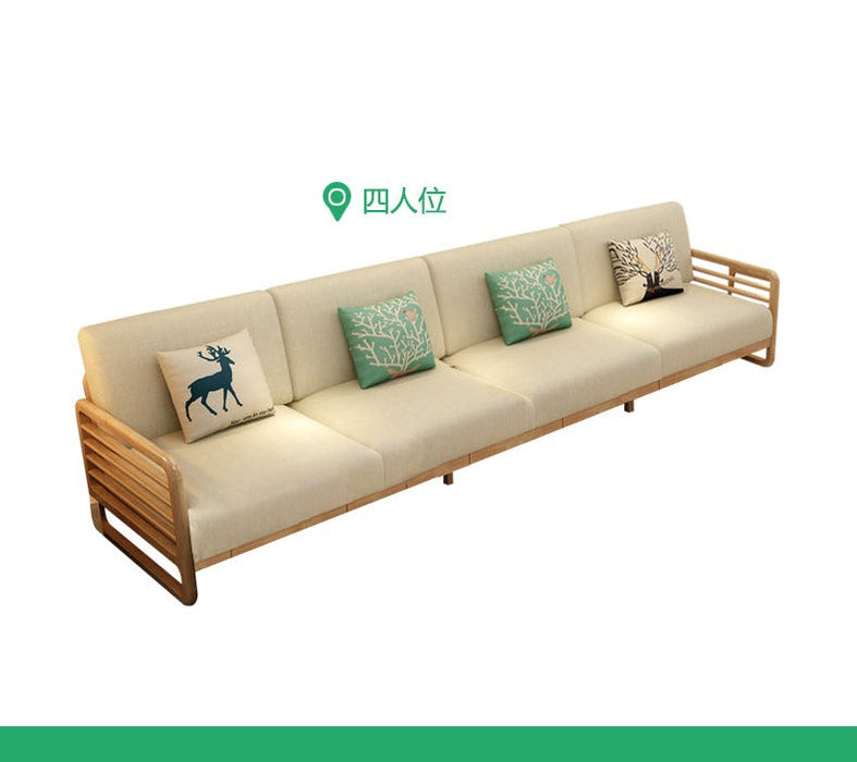 ARIA Luxury Scandinavian Sofa Solid Wood Nordic Style ( Walnut / Natural Color , 10 Combination Set )