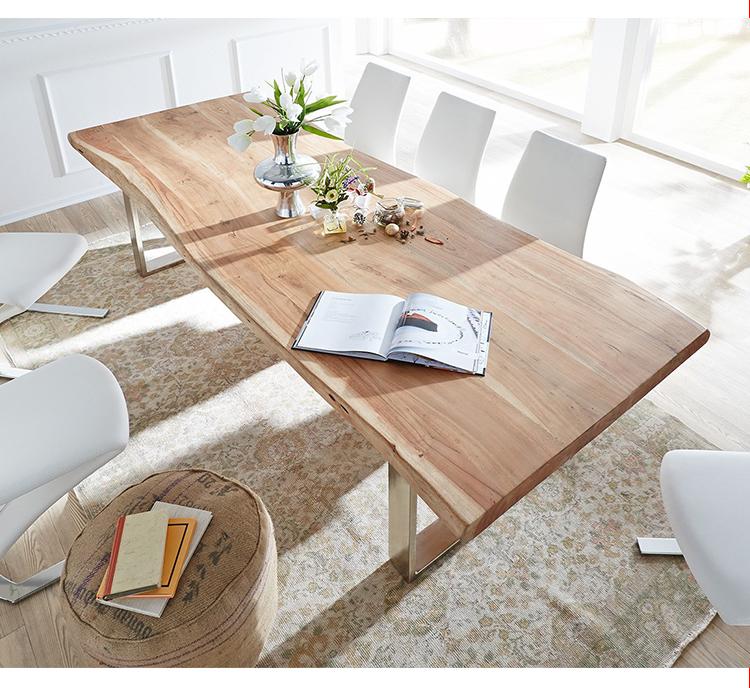 AUSTIN Loft Design Modern Solid Wood Slab Live Edge Dining Table