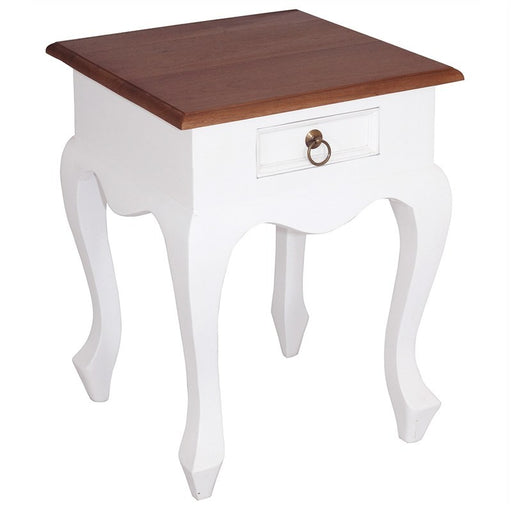 Natural Paris House Queen Annie French Bedside Solid Wood Timber Single Drawer Lamp Table - White Scandinavia CFS168LT-001-QA-WR_1