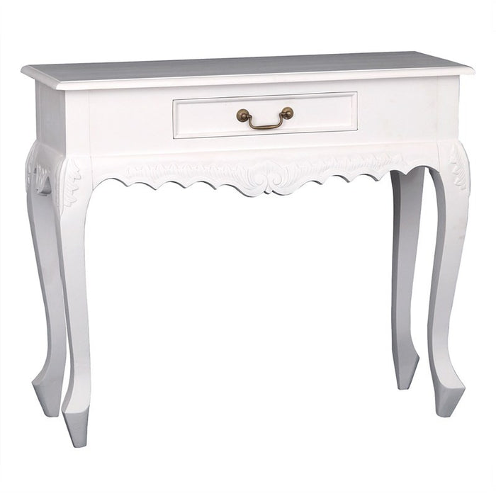 Paris Homes Queen Annie French Sofa Table Solid Wood Timber 90cm Console Table - White CFS168ST-001-CV-WH_1