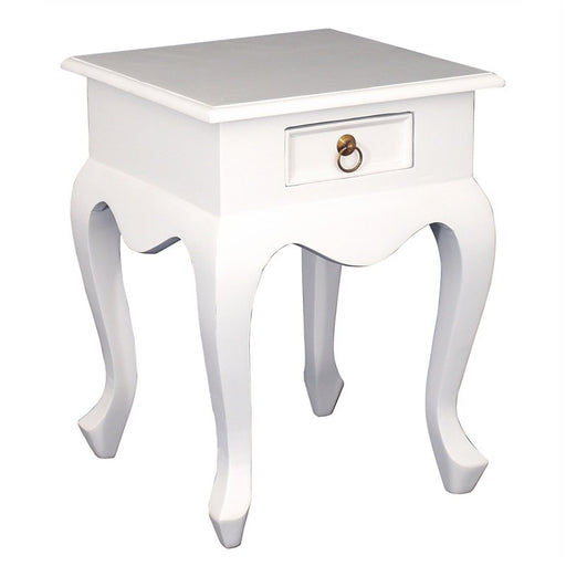 Paris Homes Solid Wooden Timber French Single Drawer Bedside Lamp Table - White CFS168LT-001-QA-WH_1