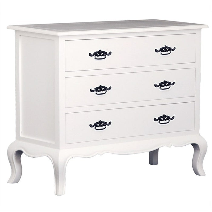 Province Mervin French Chest of Drawers Commode Solid White Wood Timber 3 Drawer Lowboy, White CFS168SB-003-FP-WH_1
