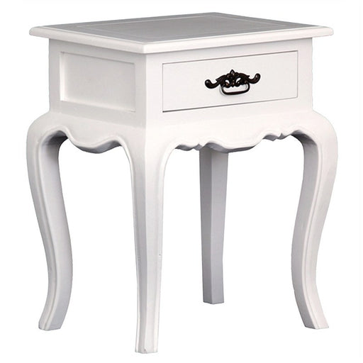 Province Mervin French Bedside Table Solid Timber Single Drawer Lamp Table - White CFS168LT-001-FP-WH_1