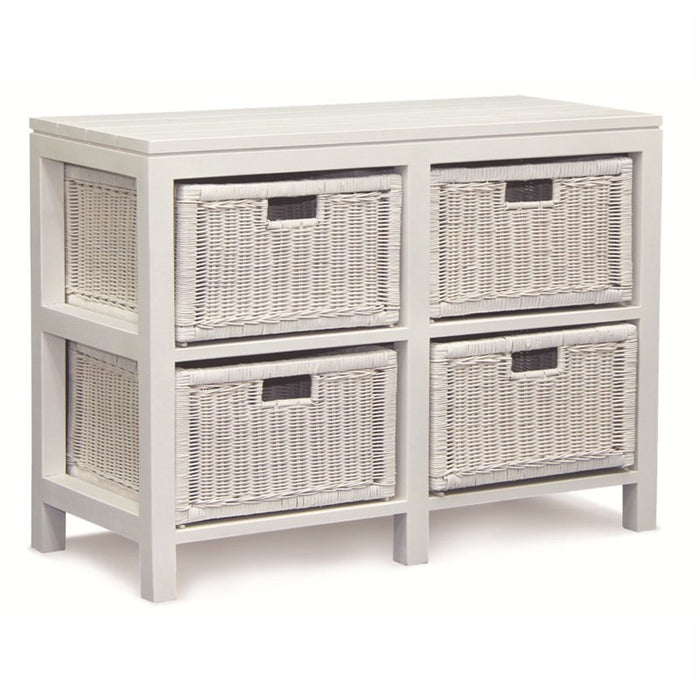 Raffles French Chest of Drawers Dresser Cabinet 4 Rattan Baskets