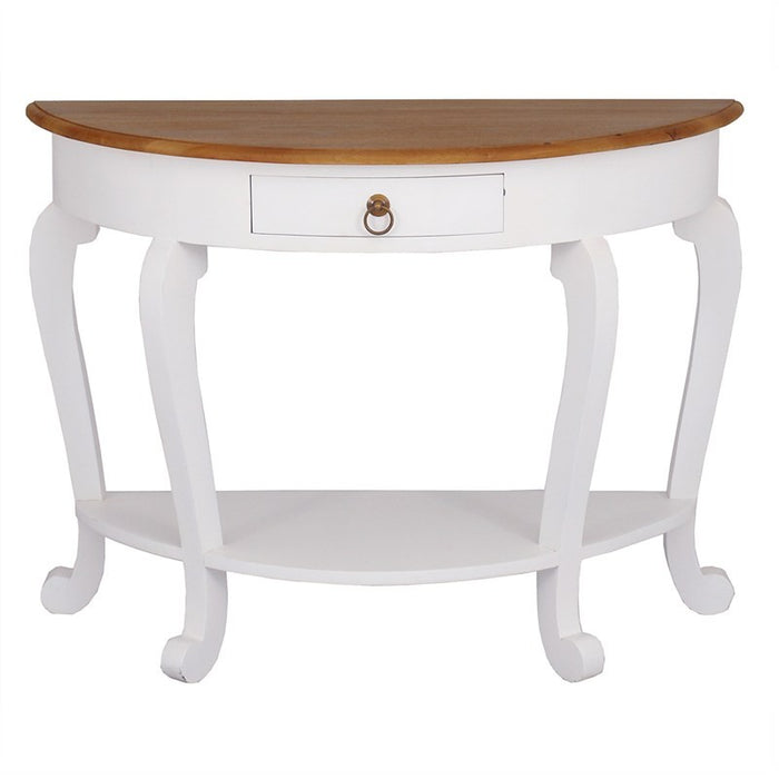 Raffles French Console Table Reception Hallway Stand Cabriole Solid Timber Half Round Sofa Table, White Scandinavia CFS168ST-001-HR-CL-WR_1