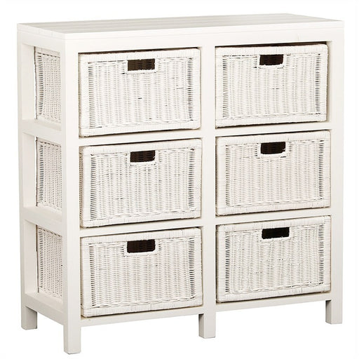 Raffles French Dresser Chest of Drawers Cabinet Cupboard Solid Timber 6 Basket Storage Unit, White CFS168CB-006-RT-WH_1