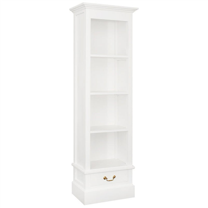 Paris Homes Timber Slim French Bookcase with Single Drawer, White CFS168BC-001-PN-WH_1